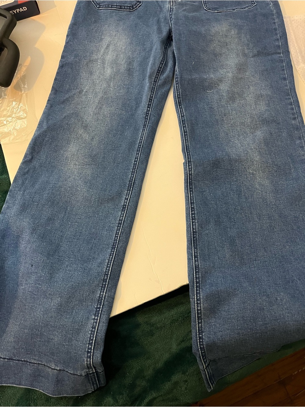Straight Leg Blue Denim Jeans